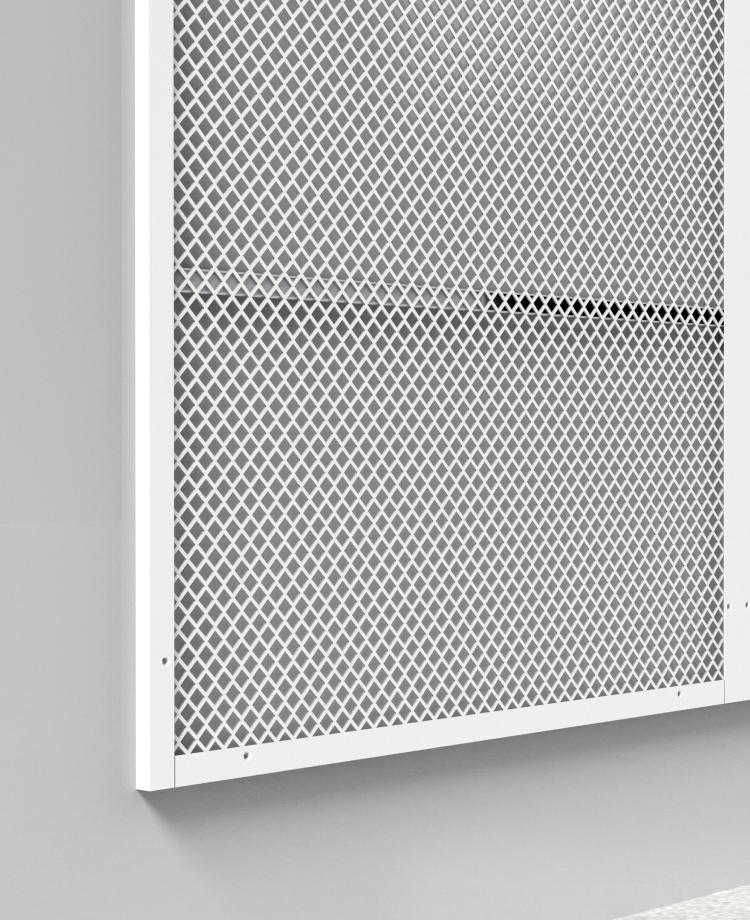 Panel de exhibici&#243;n de metal perforado.