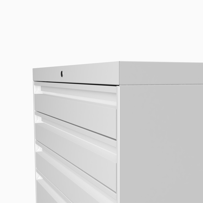 Armoire de rangement m&#233;tallique &#224; tiroirs verrouillables, con&#231;ue pour organiser des documents ou des outils.