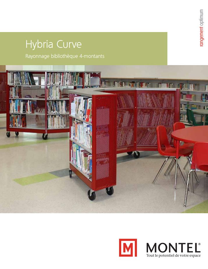 Document Hybria Curve Brochure Hybria Curve
Bilbiothèque circulaire à 4 montants et étagères de bureau avec ou sans roulettes